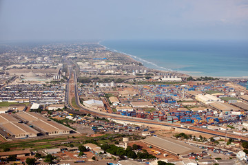 Aerial view of Lomé, capital of Togo. African country located in West Africa. year 2014