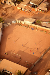 Aerial view of a football field in Lomé, capital of Togo. African country located in West Africa. year 2014
