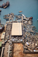 Aerial view of the traditional fishing port of Lomé.Togo 2014