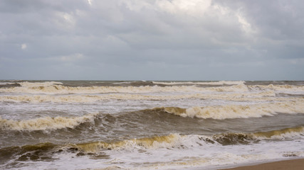 Large waves hit Batu Buruk Beach in Kuala Terengganu during monsoon season.