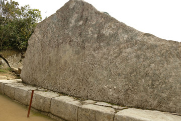 Stone shaped like mountaintop Machu Picchu
