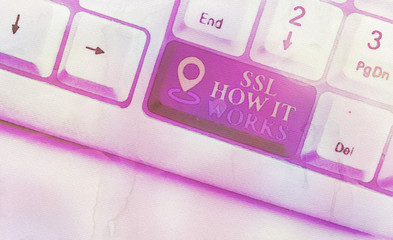 Text sign showing Ssl How It Works. Business photo text session key is used to encrypt all...