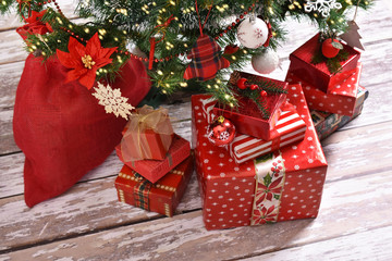 presents under Christmas tree