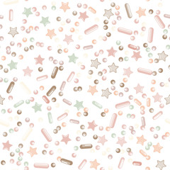 Sprinkle Cupcake Donut Topping. Seamless Pattern 