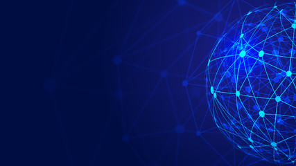 Digital earth, point and line connection, innovative technology polygon network connection concept