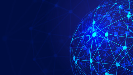Digital earth, point and line connection, innovative technology polygon network connection concept