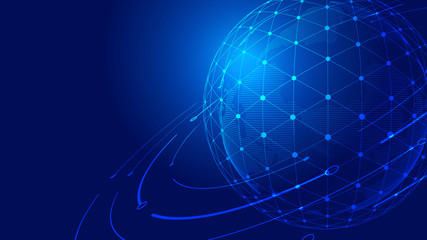 Point and line links, digital earth to construct the abstract vector background of the orbit of stars in the universe