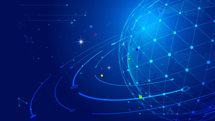 Point and line links, digital earth to construct the abstract vector background of the orbit of stars in the universe © hqrloveq