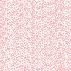Seamless lace fabric texture. Pink and white openwork pattern background.