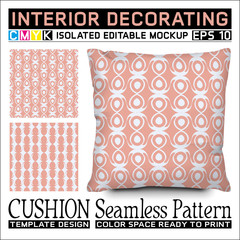 Cushion mockup with seamless pattern for interior decorating.