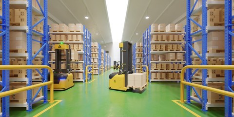 AGV Forklift Trucks-Transport More with Safety in warehouse. © Vanitjan