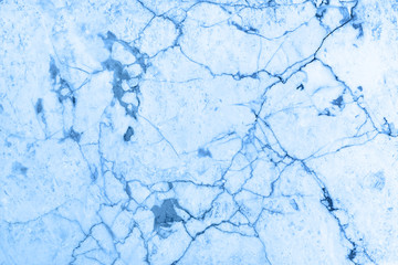 Natural marble texture for background or backdrop in trendy blue color. Interior marble stone design. Color of the year 2020 concept. Flat lay.