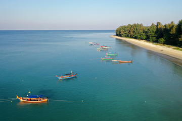 Fototapeta na wymiar Fishing boats in Thailand aerial photo 