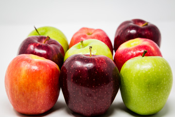 Red and Green Apples Isolated on White Background