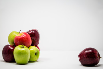 Red and Green Apples Isolated on White Background