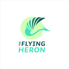 heron logo simple modern flying bird in blue color. animal template. 