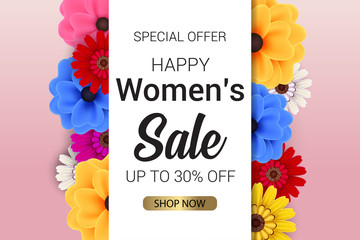happy women's sale banner background vector illustration