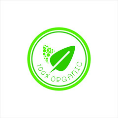 simple modern organic warranty stamp in round frame and green color vector