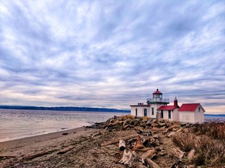 lighthouse on the coast of sea