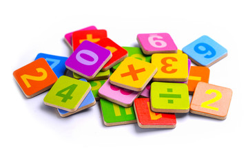 Math Number colorful on white background : Education study mathematics learning teach concept..