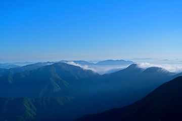 伊吹山で見た滝のように見える雲海の情景