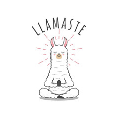 Cute llama yoga pose namaste © boex