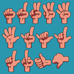 Set Of Cartoon Hand Sign Collections