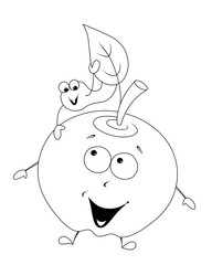 apple and worm funny cartoon