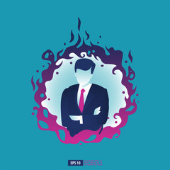 Businessman with fire frame. Business Vector Illustration