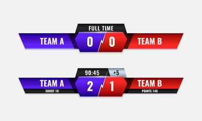 Sport competition scoreboard modern colorful vector design for lower third television broadcast graphic template