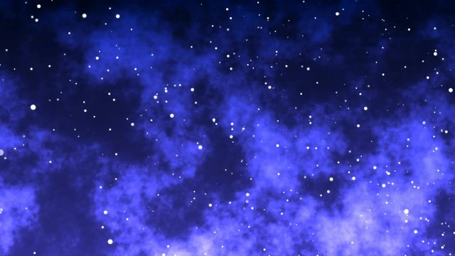 4k animation of partcles on blue and black background. Space galaxy creative glow visual effect for dvd, titles, text, demo, promo and led screens.