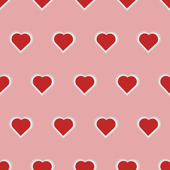 Seamless pattern with red hearts. Vector illustration.