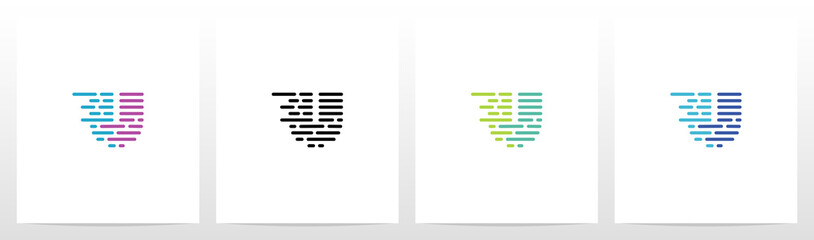 Lines And Dots Letter Logo Design U © recehan