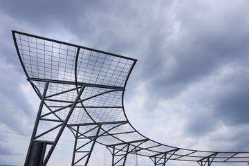unique iron curved lines under the sky with copy space