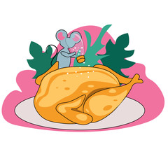  holiday christmas mouse cooks chicken