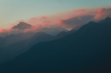 sunset in mountains