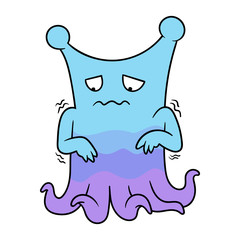 Cartoon Frightened Monster Vector Illustration