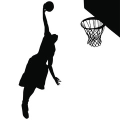 Vector silhouette of a basketball player dunking the ball. © LUGOSTOCK