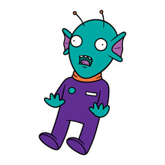 Cartoon Shocked Alien Vector Illustration