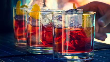 glass of whiskey and ice