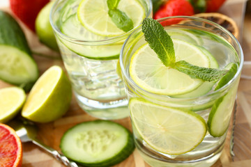 Lime with cucumber punch home made cocktail