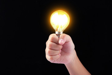 Creativity and innovative are keys to success.Concept of new idea and innovation with Brain and light bulbs.