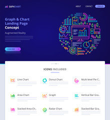 Graph, Diagram and Chart Home Page Design Concept.