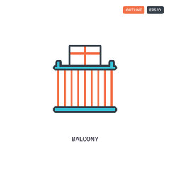 2 color Balcony concept line vector icon. isolated two colored Balcony outline icon with blue and red colors can be use for web, mobile. Stroke line eps 10.