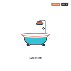 2 color bathroom concept line vector icon. isolated two colored bathroom outline icon with blue and red colors can be use for web, mobile. Stroke line eps 10.