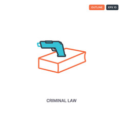 2 color Criminal law concept line vector icon. isolated two colored Criminal law outline icon with blue and red colors can be use for web, mobile. Stroke line eps 10.