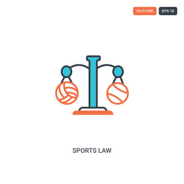 2 color Sports law concept line vector icon. isolated two colored Sports law outline icon with blue and red colors can be use for web, mobile. Stroke line eps 10.