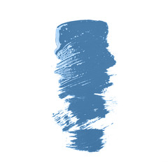 A smear of blue acrylic paint on a white isolated background