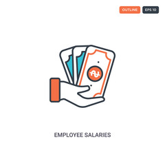 2 color employee salaries concept line vector icon. isolated two colored employee salaries outline icon with blue and red colors can be use for web, mobile. Stroke line eps 10.