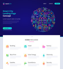 Naklejka premium Smart City Home Page Design Concept.